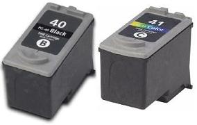 Canon Pg-40 Black 19ml and Cl-41 Colour 16ml Ink Cartridges Remanufactured - Free UK Delivery